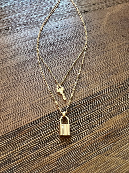 Small Lock and Key Necklace