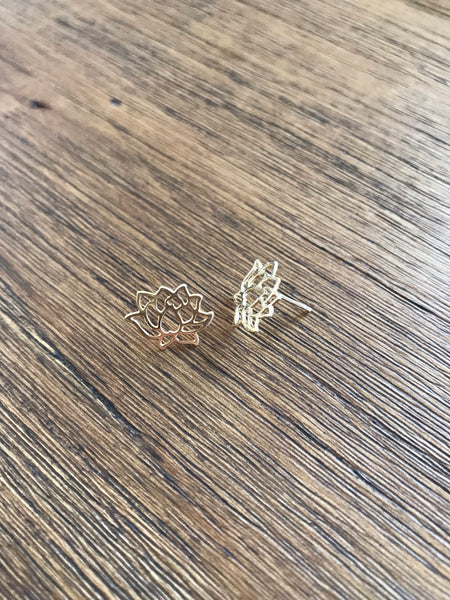 Gold Lotus Stud Earrings