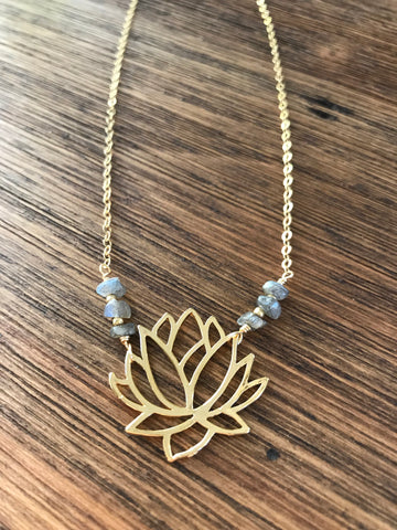 Lotus Labradorite Necklace