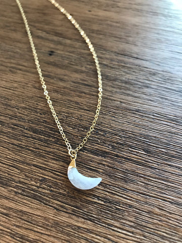 Moonstone Crescent Moon Necklace