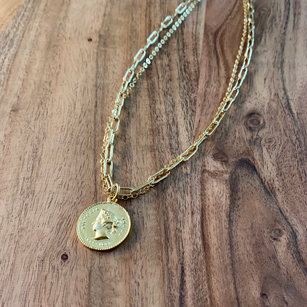 Coin Medallion Layer Necklace