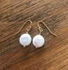 Gold Coin Pearl Drop Earrings