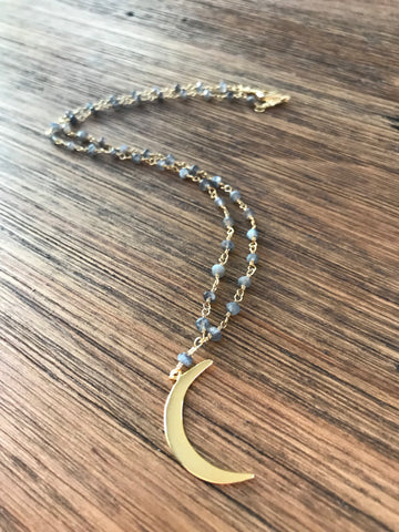 Crescent Moon Labradorite Necklace