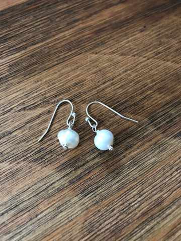 Silver Natural Pearl Drop Earrings