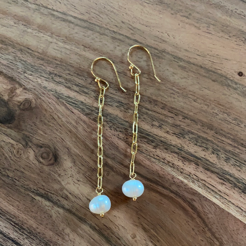Paper Clip Pearl Drop Earrings