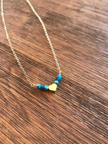 Apatite Gemstone & Dainty Heart Necklace