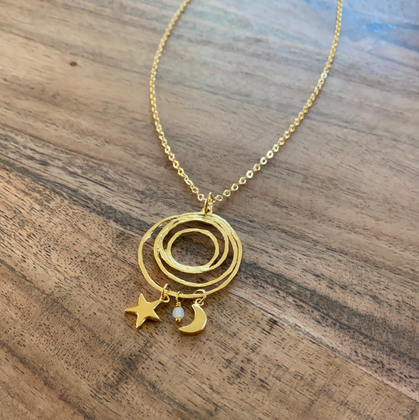 Star & Moon Ring Necklace