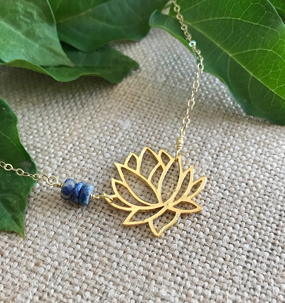 Lotus Mystic Lapis Necklace