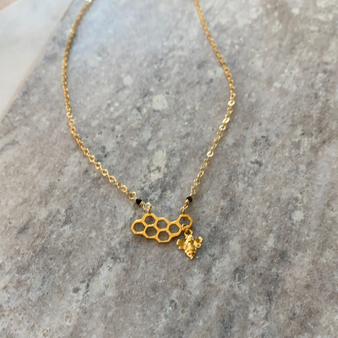 Honeycomb & Bee Necklace